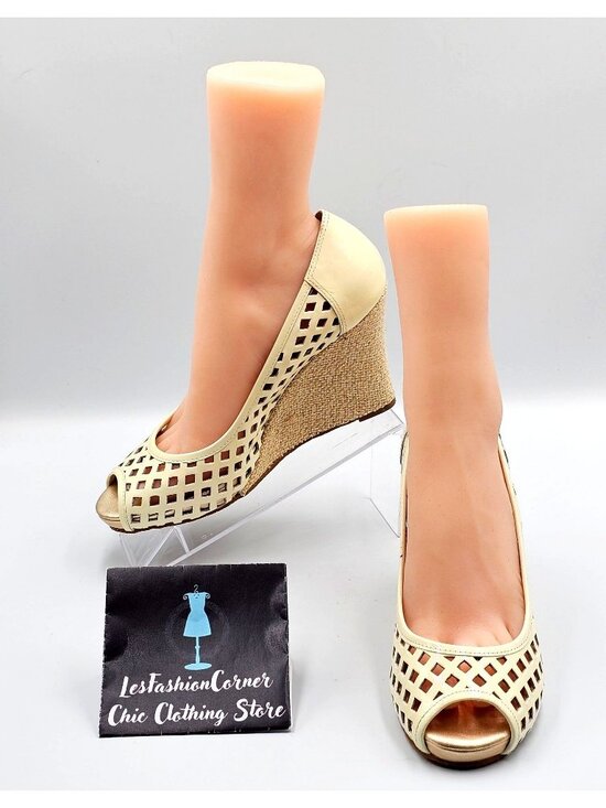 Lilly Pulitzer Shoes - Lilly Pulitzer Women's Ivory Leather Resort Chic Basketweave Sandals Sz 8.5 2315
